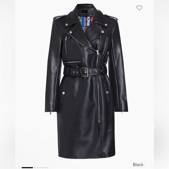 MOTHER  Jacket Womens Size XS Black The Long Chopper Faux Leather Regular Fit - Picture 1 of 16